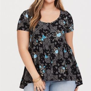 Torrid Super Soft floral print babydoll shirt